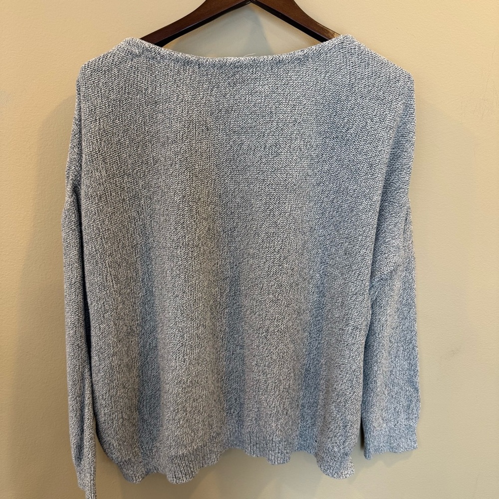 Anthropologie Moth Fairview Pullover Sweater Gray Marled Cotton Women’s Size L - Picture 3 of 11